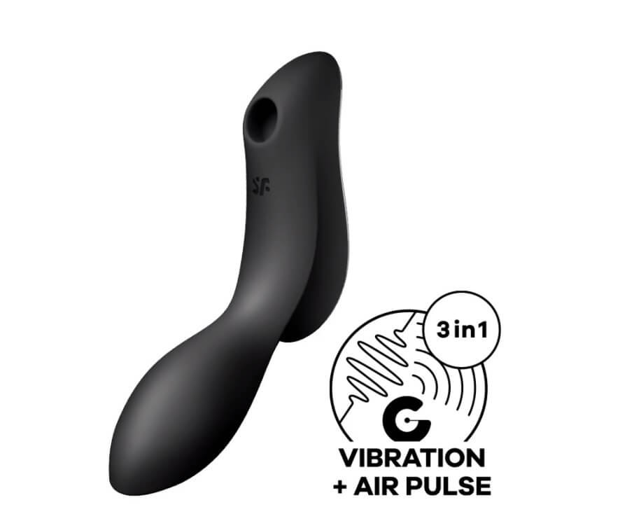 Satisfyer Curvy Trinity 2 - vzduchový 2v1 vibrátor (černý)