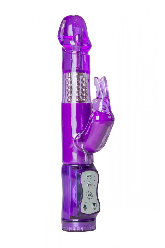 Easytoys Rabbit - otočný korálkový vibrátor s klitorisovou zdířkou (fialový)