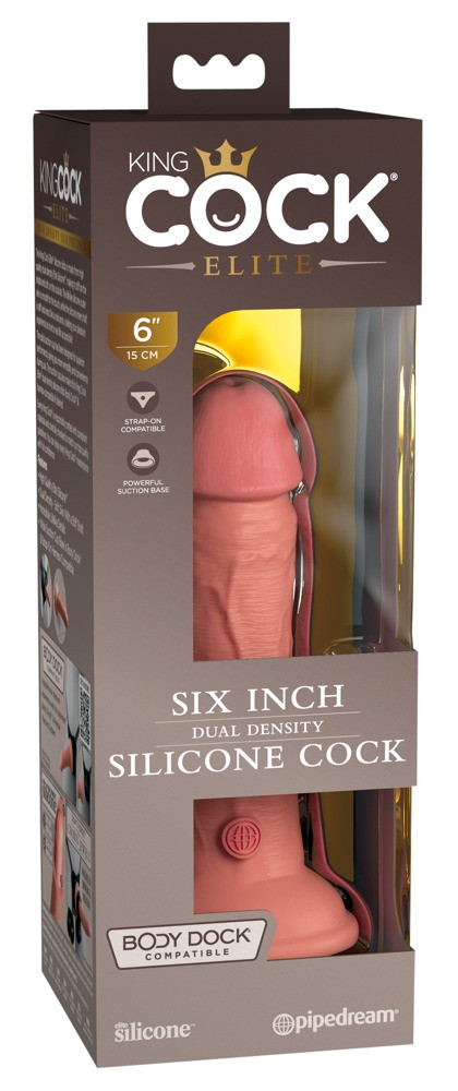 King Cock Elite 6 - připínací, realistické dildo (15 cm) - přírodní