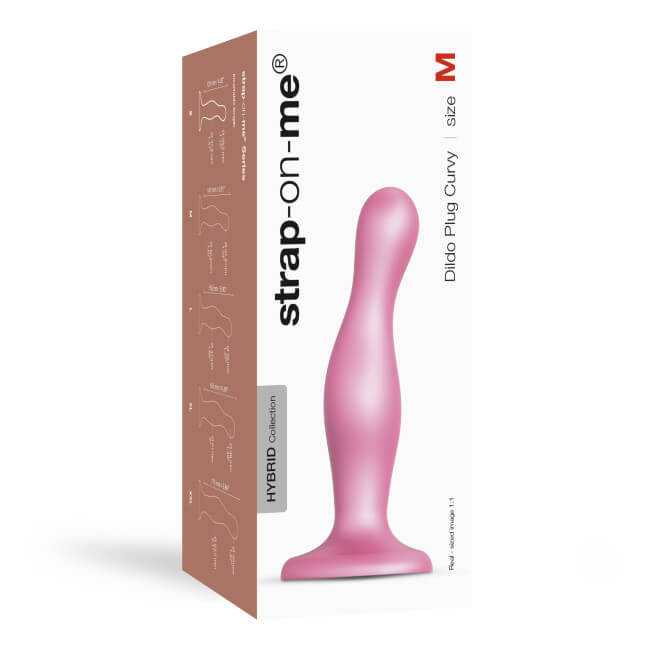 Strap-on-me Curvy M - růžové vlnité dildo s přísavkou