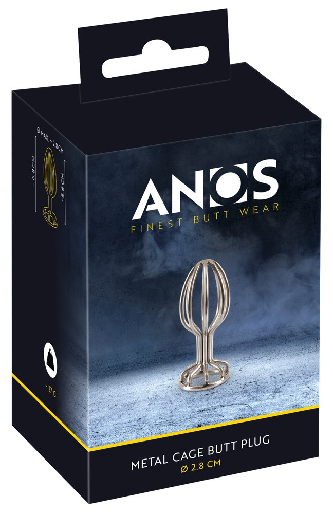 ANOS Metal (2,8 cm) - anální dildo z oceli v kleci (stříbrné)