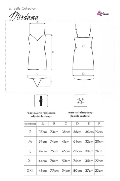 Mirdama Černá košilka + tanga ZDARMA! - LivCo Corsetti XL