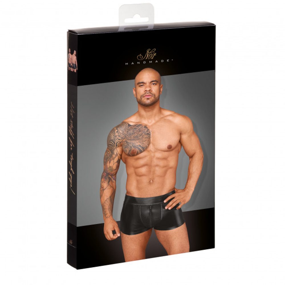 Noir Handmade H058 Mens Shorts Made of Powerwetlook and 3D Net - S