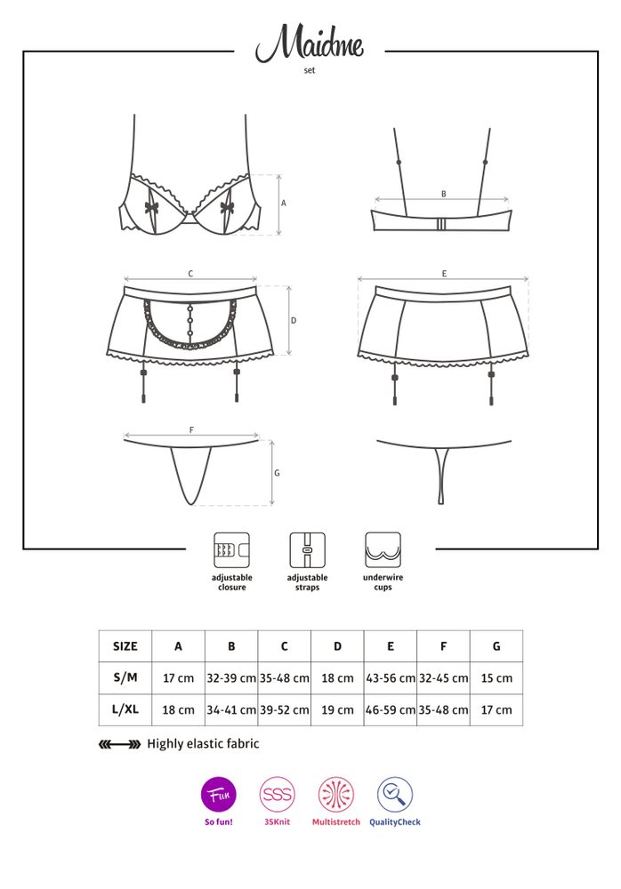 Obsessive Maidme set - černá - S/M