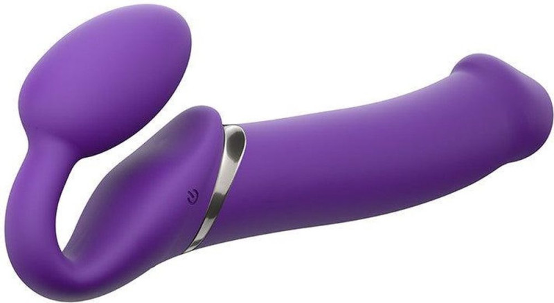 Strap-on-me 3 Motors Vibrating Silicone Bendable Strap-On Purple M