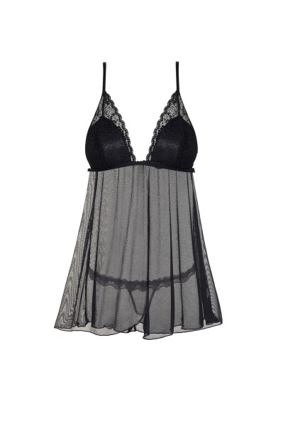 Erotická košilka Lauren chemise - BEAUTY NIGHT FASHION černá S/M