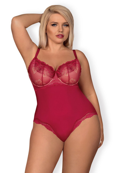 Erotické body Rosalyne teddy - OBSESSIVE Červená S/M