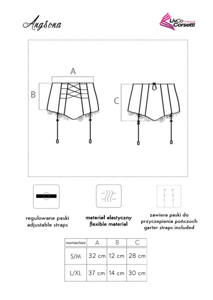 LivCo Corsetti Módní podvazkový pás Angsona Black S/M