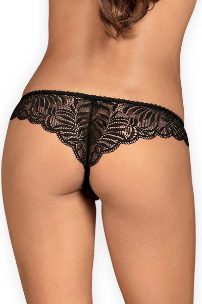 Dámská erotická tanga Contica crotchless thong - OBSESSIVE černá L/XL