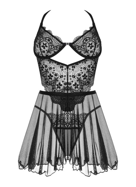 Dámská erotická košilka Dark Mirage chemise - BEAUTY NIGHT FASHION černá S/M