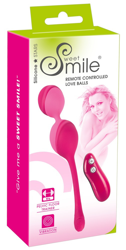 SMILE Love Balls - 82g -ové, nabíjecí vibrační vajíčko na dálkové ovládání (růžové)