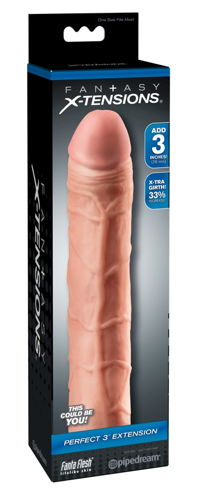 X-TENSION Perfect 3 - realistický návlek na penis (22,8cm) - přírodní
