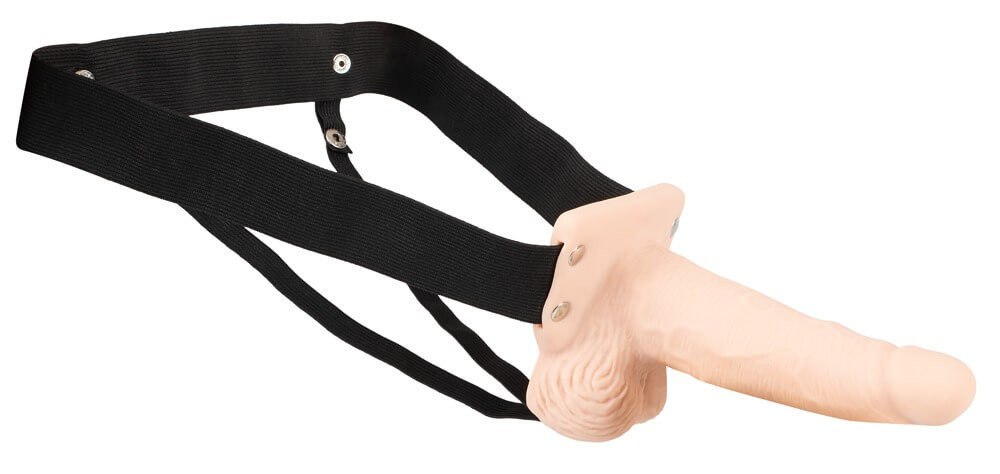 You2Toys Strap-on - dutý, připínací vibrátor (přírodní)