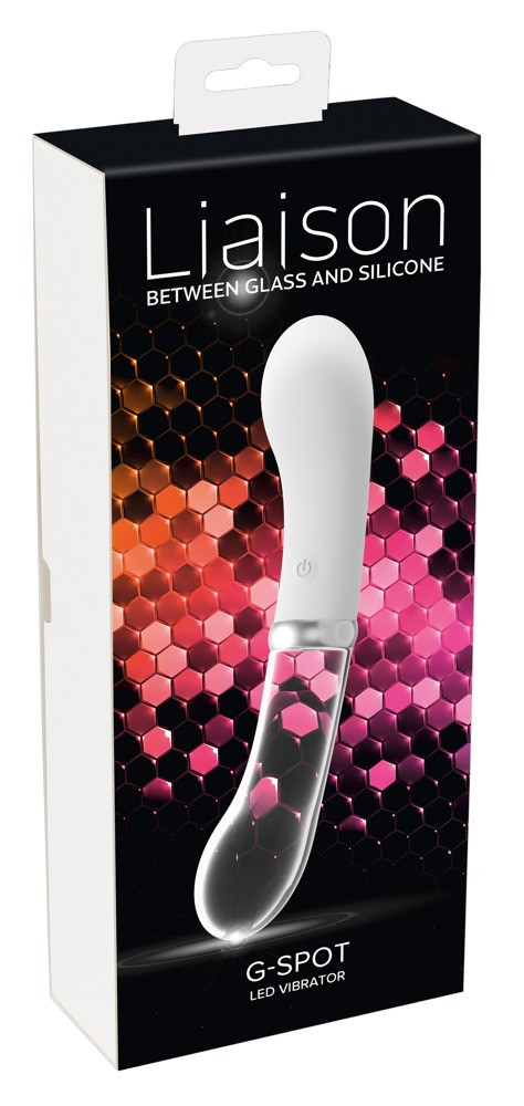 You2toys Liaison - silikon-skleněný LED vibrátor (průhledný-bílý)