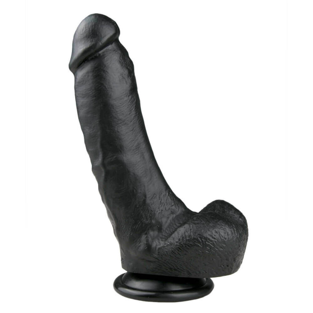 Easytoys - dildo s přísavkou a varlaty - černý 20 cm