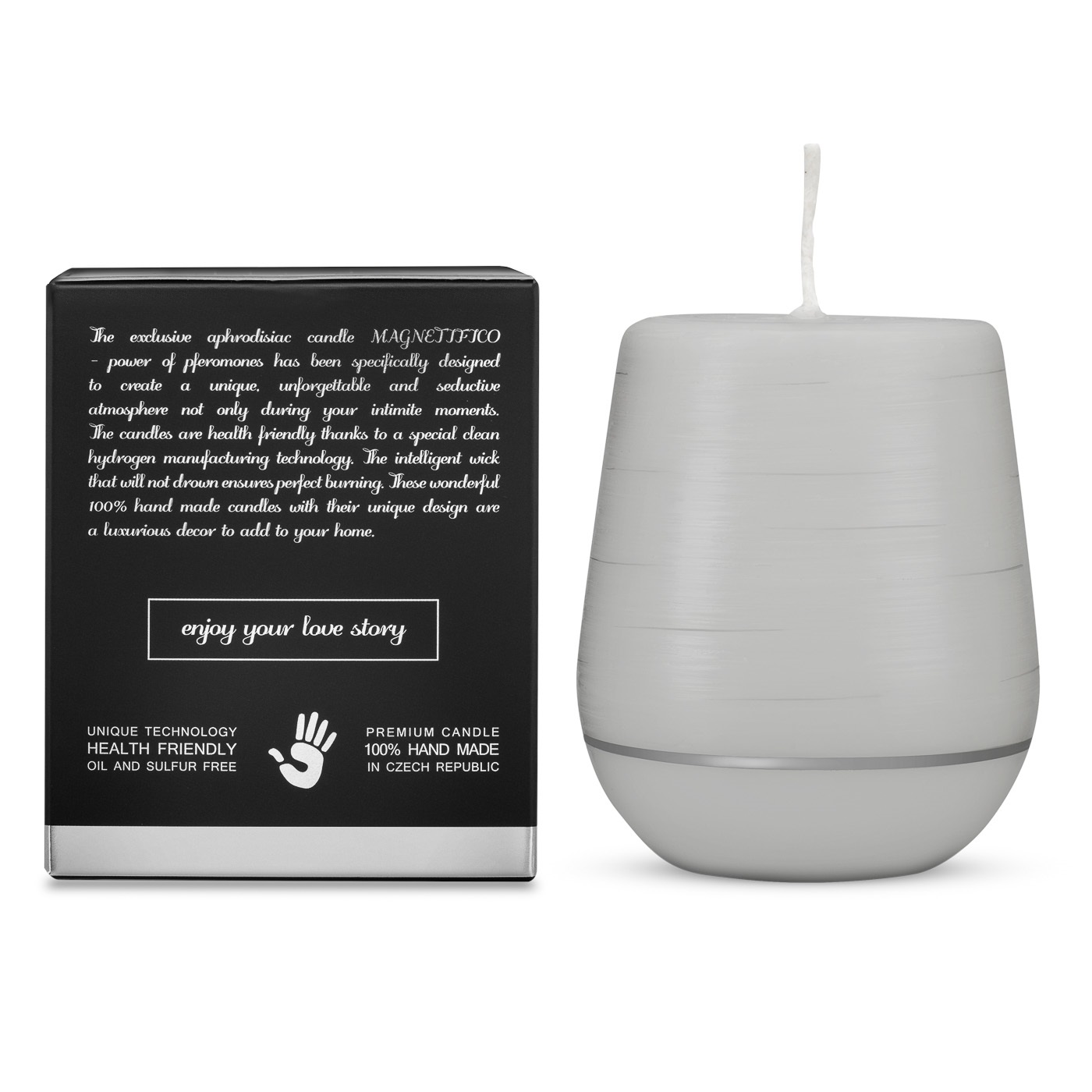 Afrodiziakální vonná svíčka Magnetifico Aphrodisiac Candle Jasmine Romance - Valavani UNI šedá