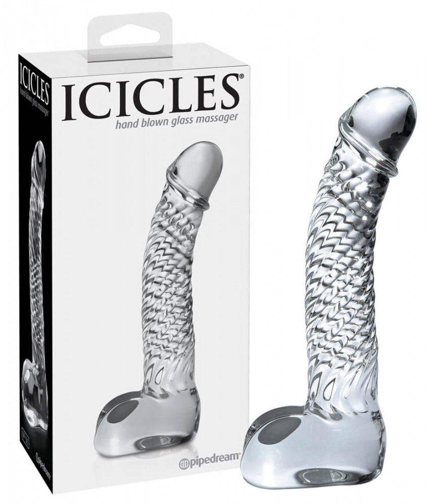 Icicles No. 61 - skleněné dildo s penisem (průsvitné)