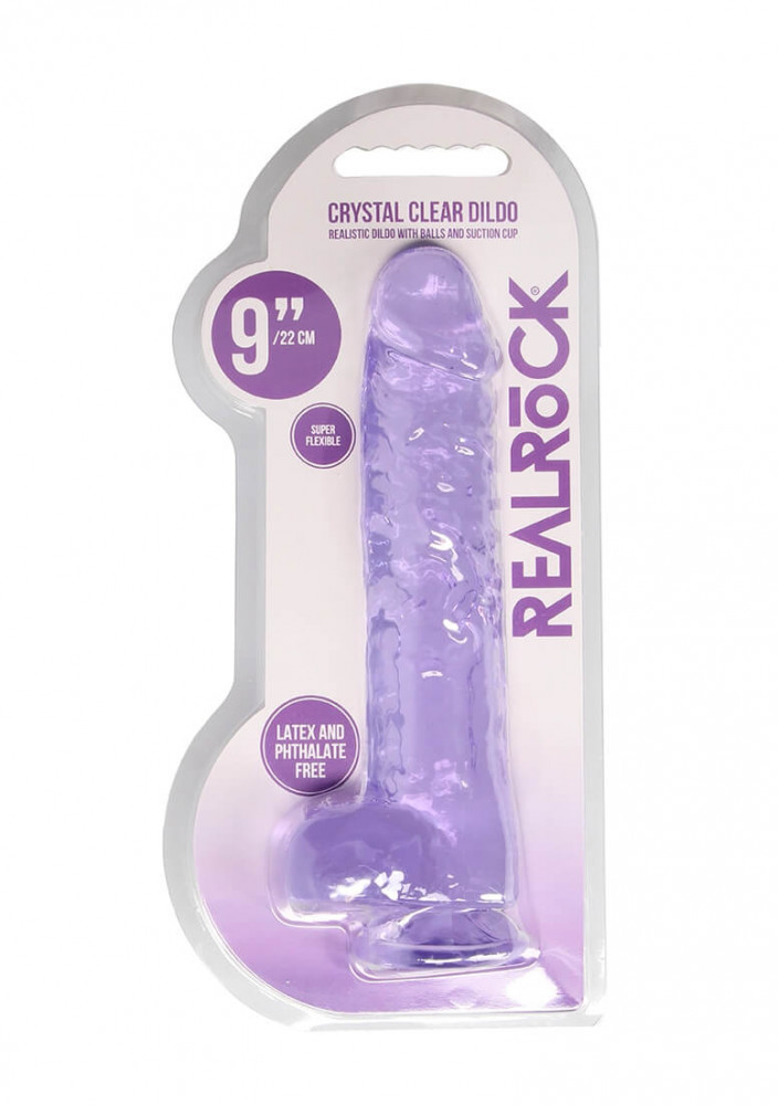 REALROCK - průsvitné realistické dildo - fialové (22cm)