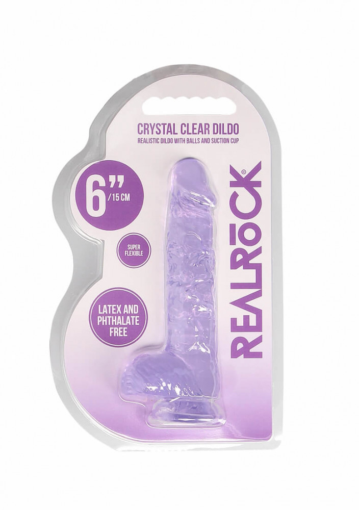 REALROCK - průsvitné realistické dildo - fialové (15cm)
