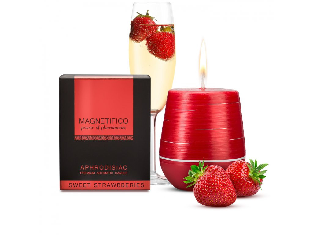 Afrodiziakální vonná svíčka Magnetifico Aphrodisiac Candle Sweet Strawberries - Valavani UNI červená