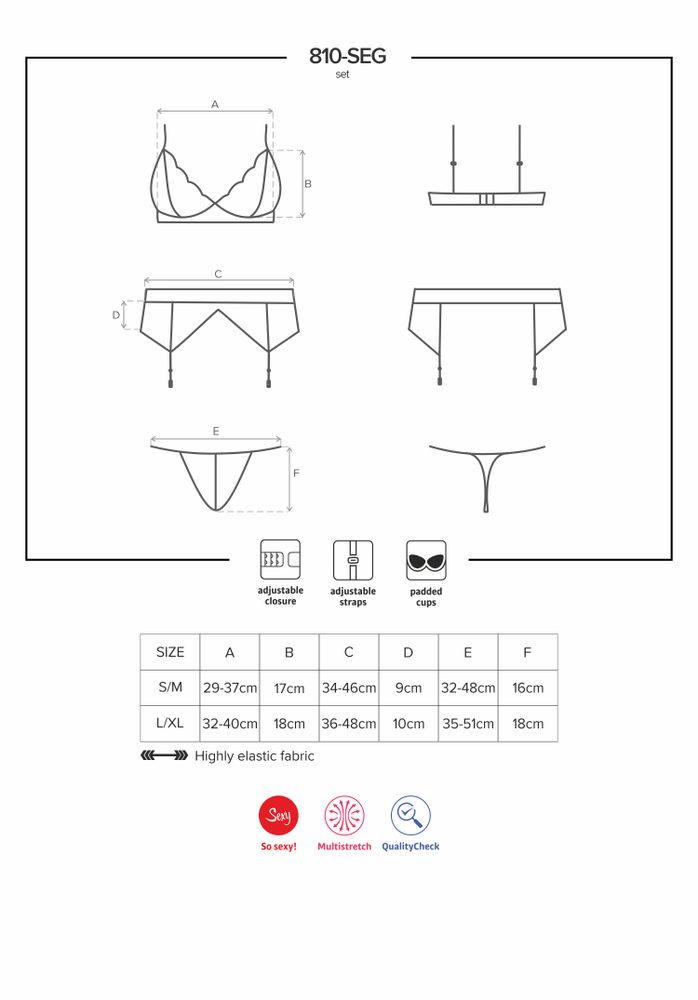 Set 810 SEG white set Obsessive - bílá - S/M