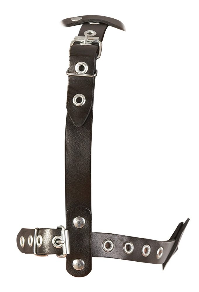 ZADO Leather Head Harness with Dildo