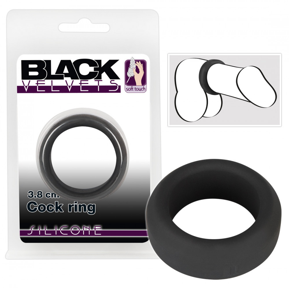 You2Toys Black Velvet Cock Ring - kroužek na penis (3,8cm) černý