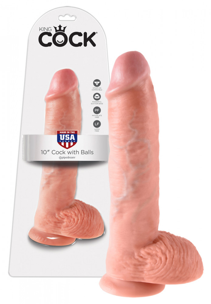 Pipedream King Cock 10 - realistické dildo (25 cm) - přírodní barva