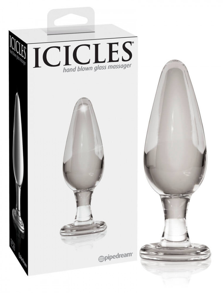 Icicles No. 26 - kónický skleněný anální kolík (průhledný)