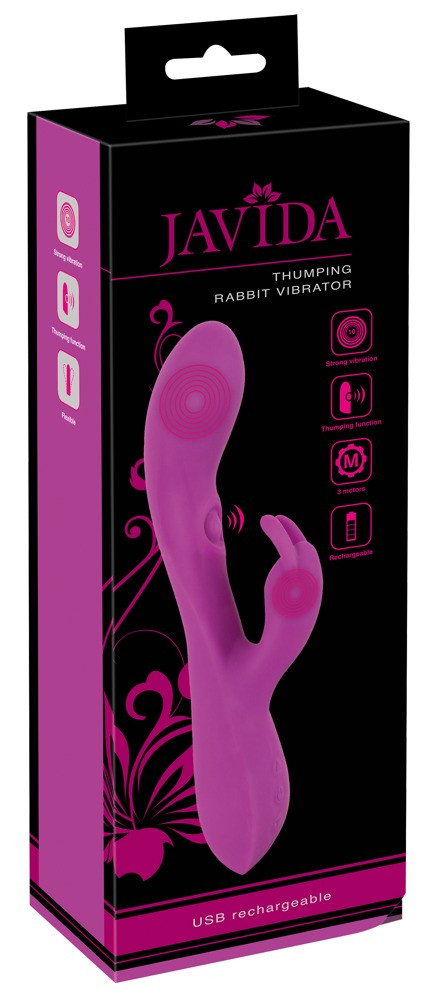 Javida Thumping Rabbit - vibrátor na baterie, 3 motory, králíček na klitoris (fialový)