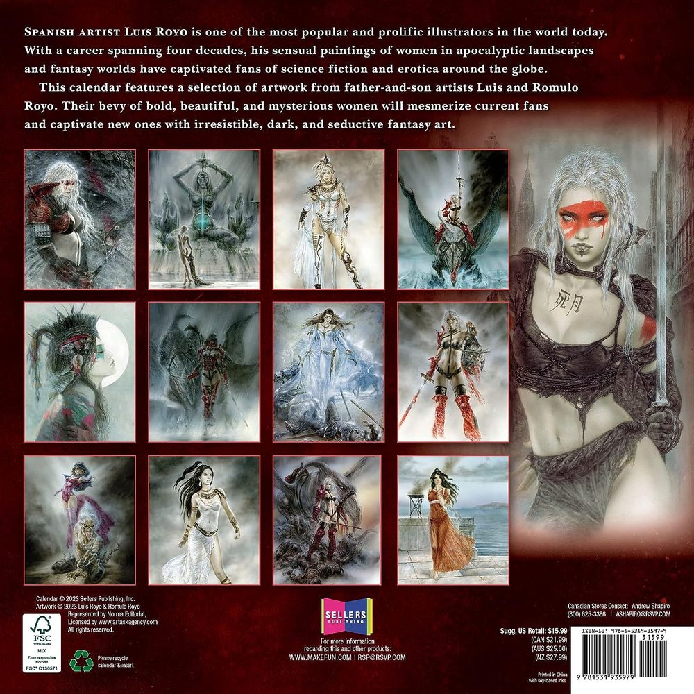 FANTASY ART OF ROYO - OFFICIAL 2024 CALENDAR (sleva - naražený roh)