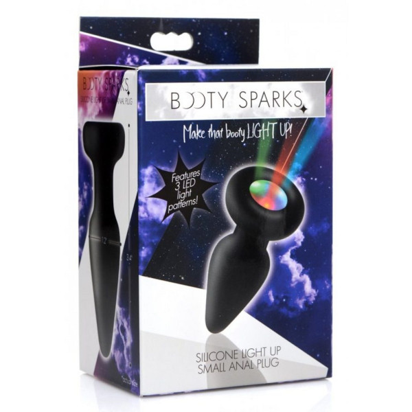 Booty Sparks Silicone Light-Up Anal Plug Small Black