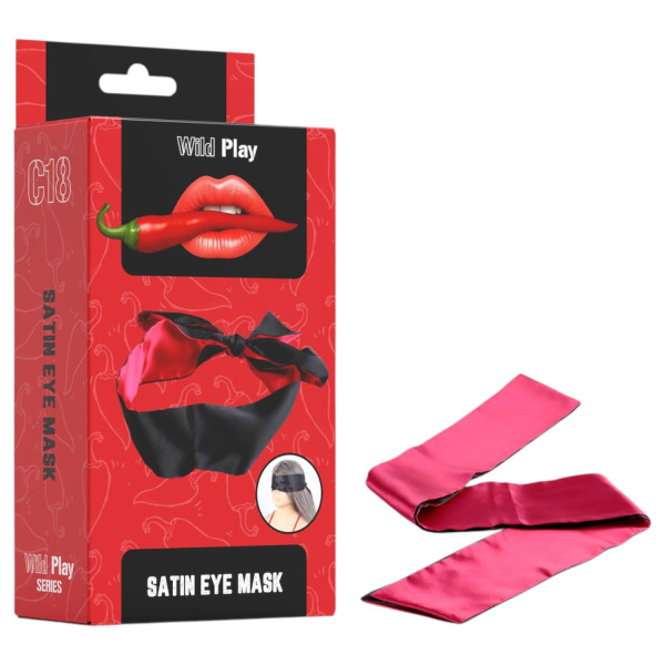 Wild Play - saténová oční maska (černo-růžová)